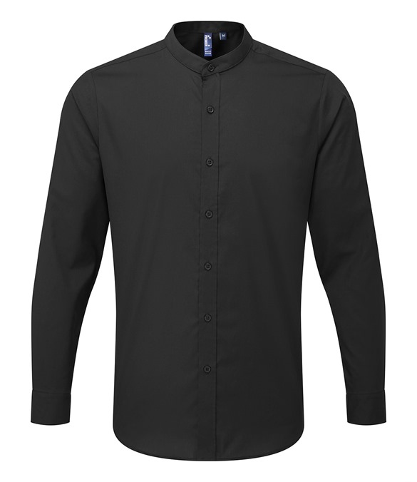 Banded collar grandad long sleeve shirt