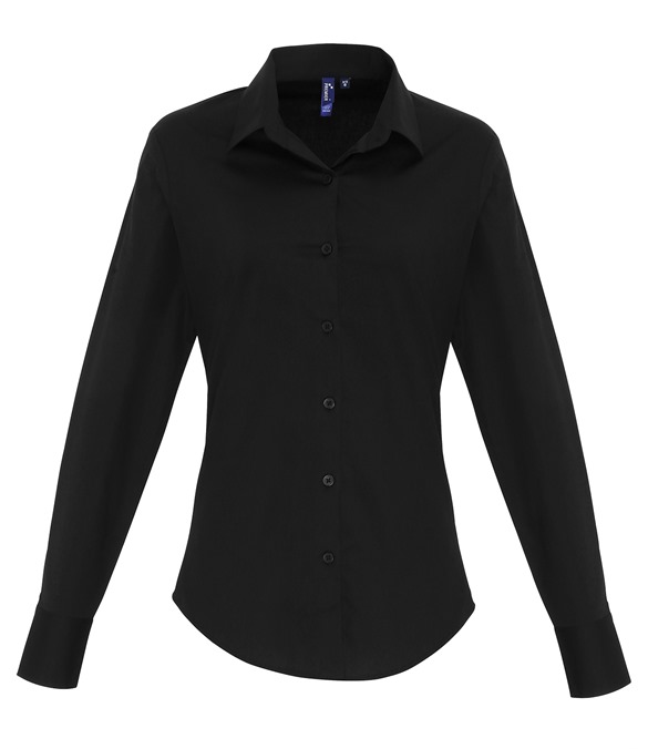 Women's stretch fit cotton poplin long sleeve blouse